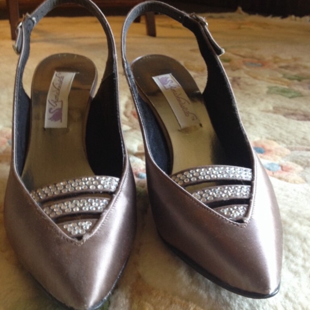 Taupe Satin Silk Pumps